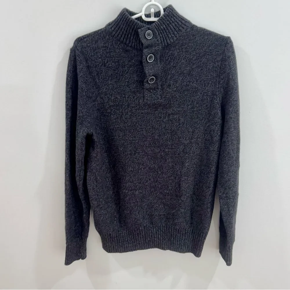 Urban Pipeline men’s heather gray 1/4 button cotton blend sweater size small
